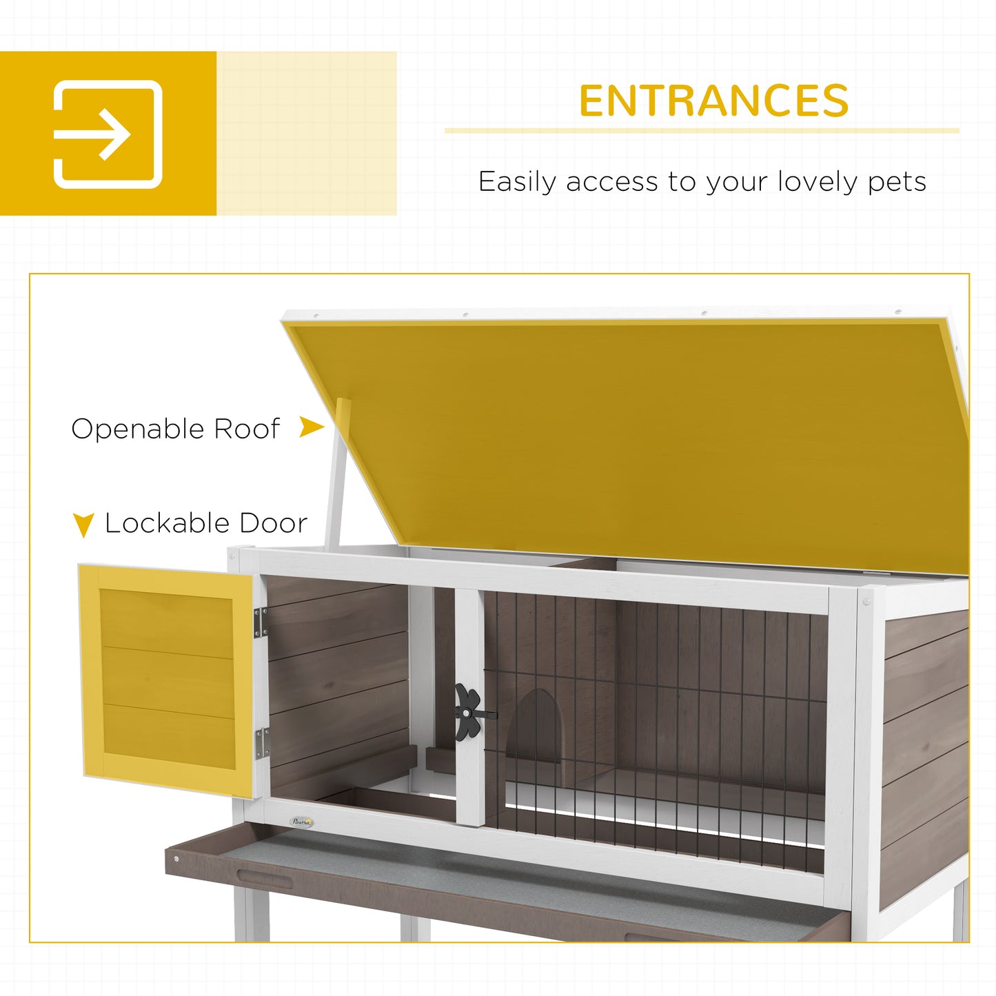 Wooden pet hutch with openable roof and lockable door ideal for rabbits