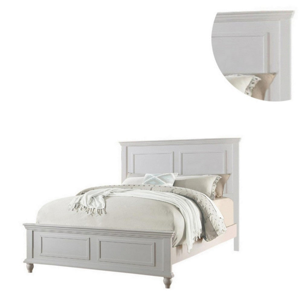 Elegant grey wooden bed frame with paneled headboard and footboard queen size