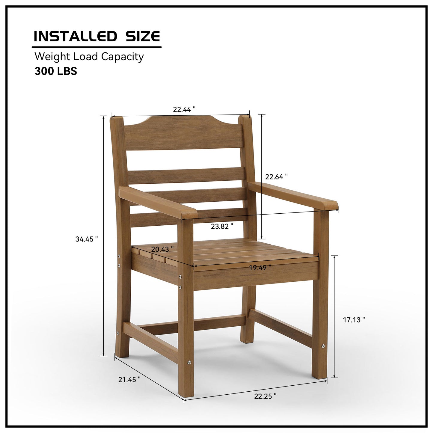 Wooden outdoor chair with slatted seat and backrest  H