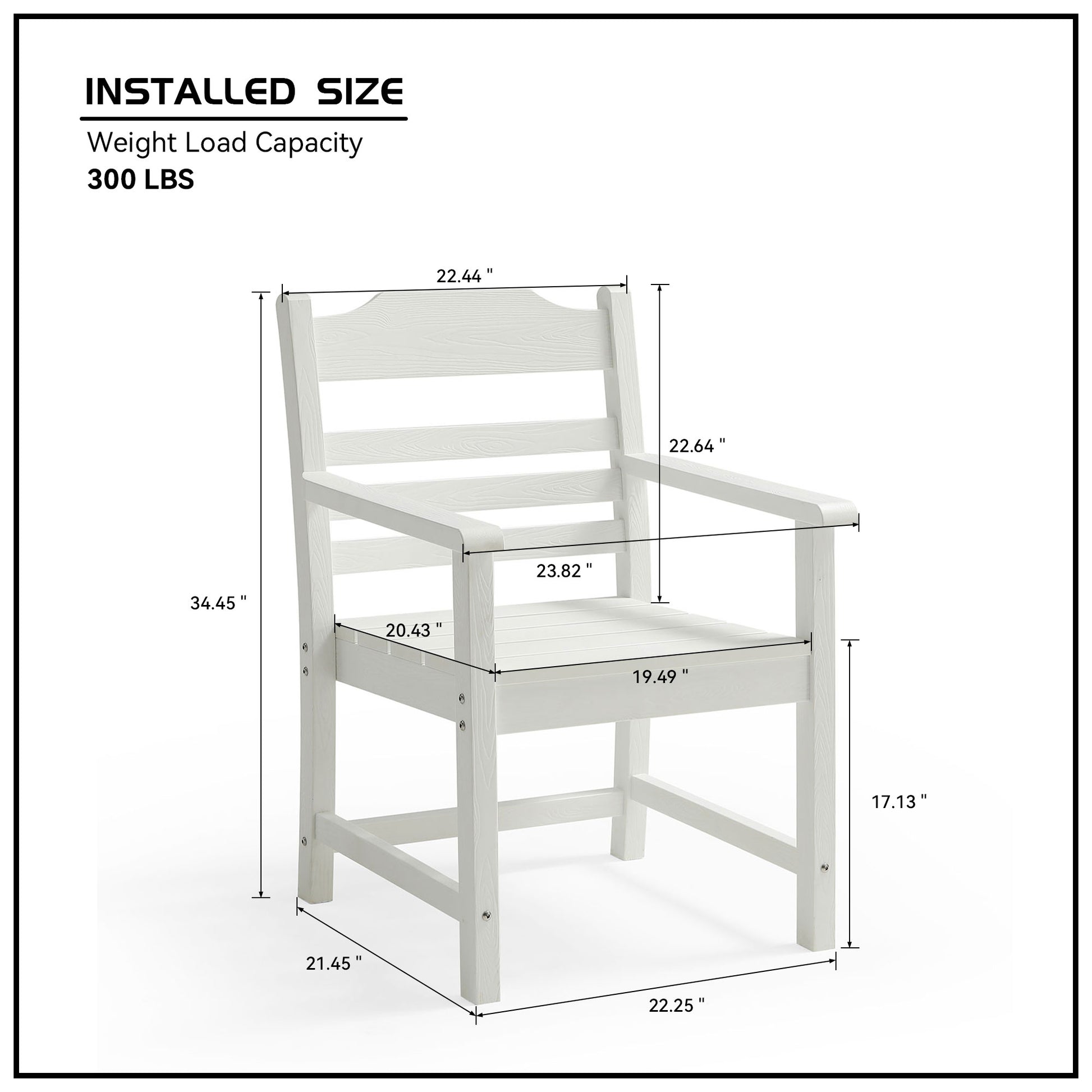 White Adirondack chair dimensions  H x  W seat height