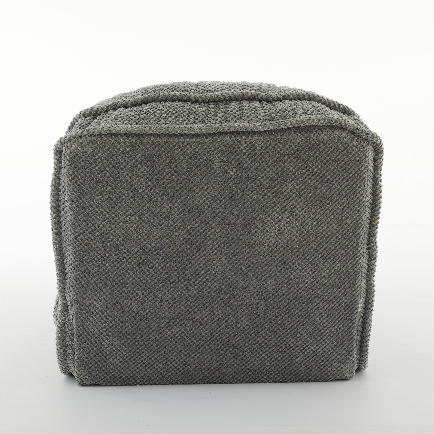 Gray textured cube ottoman with soft fabric perfect for footrest