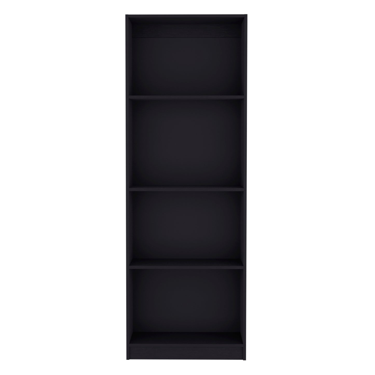 Sleek black fourshelf bookcase modern minimalist design perfect for book storage