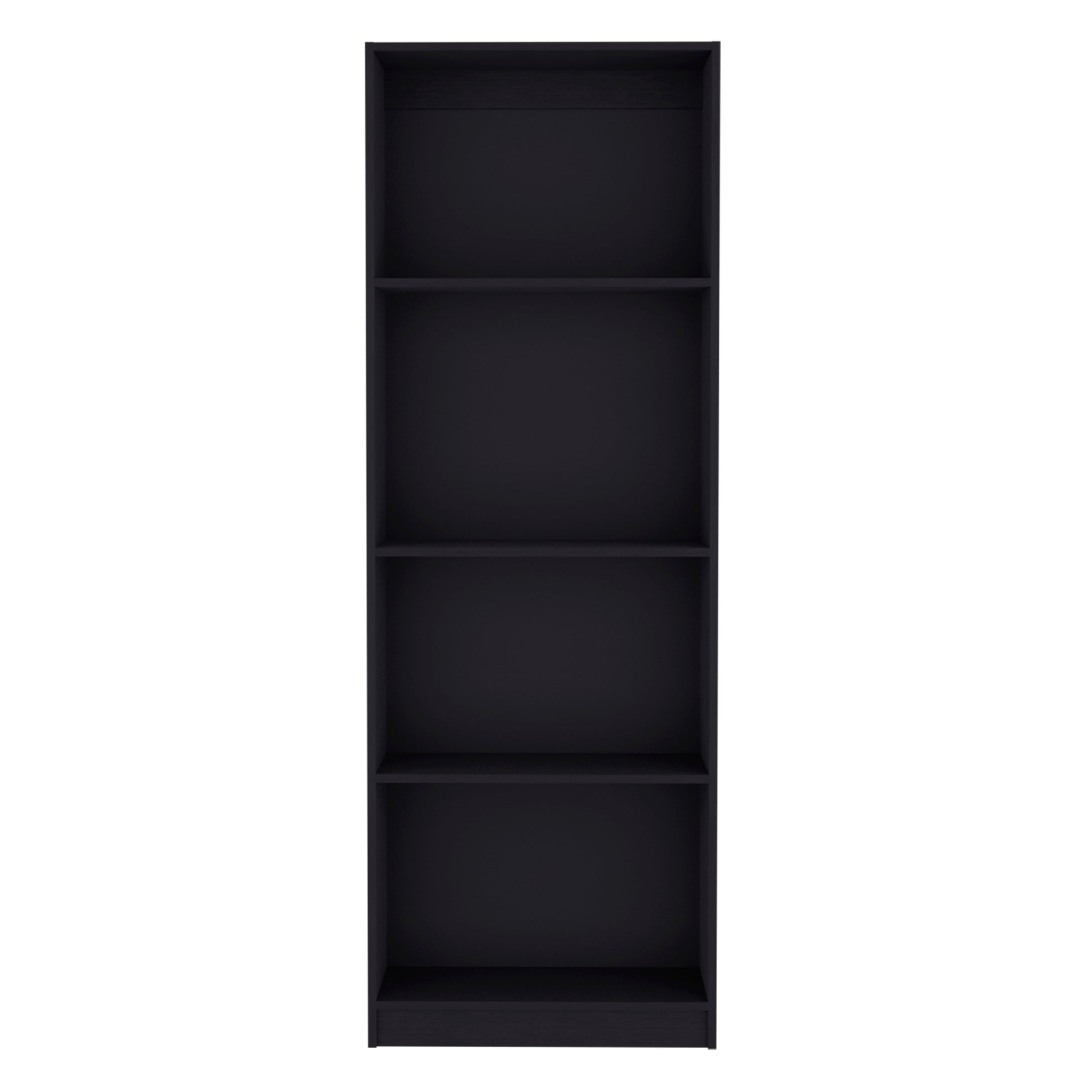 Sleek black fourshelf bookcase modern minimalist design perfect for book storage