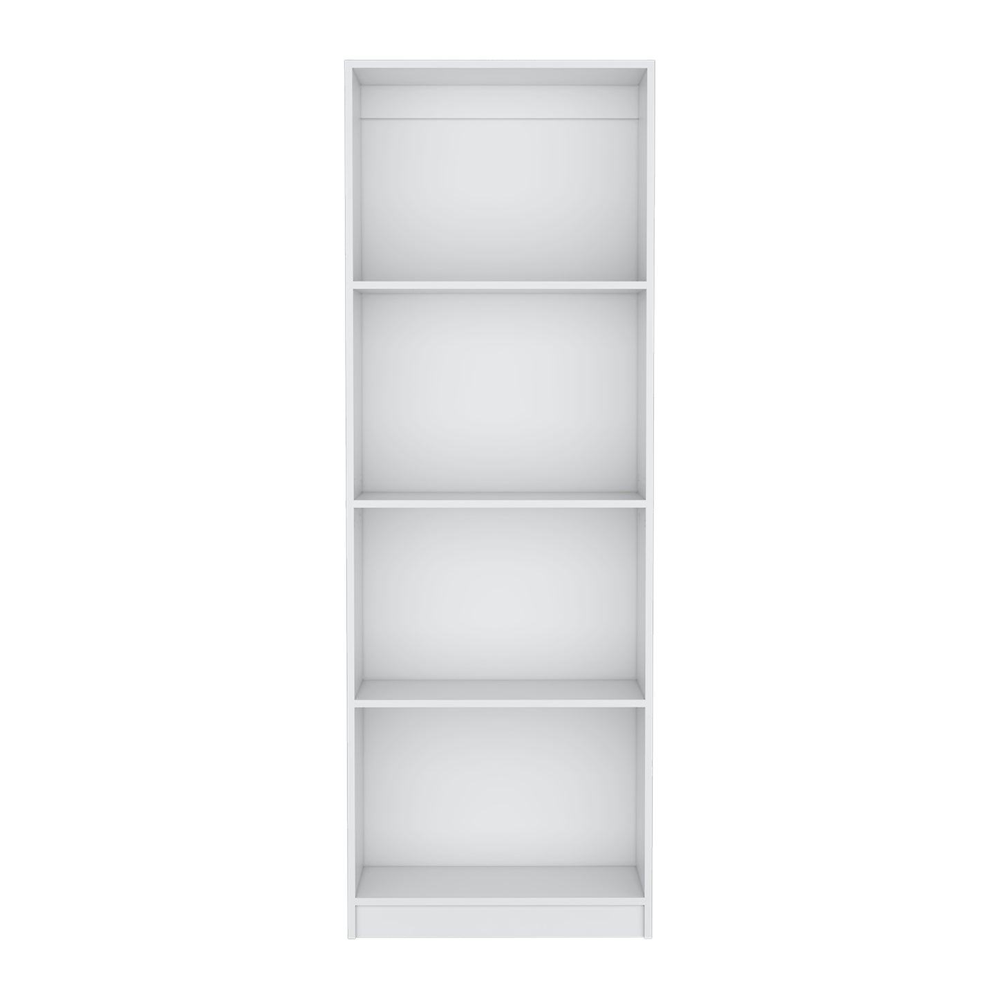 White fourtier narrow bookshelf with clean lines ideal for small spaces
