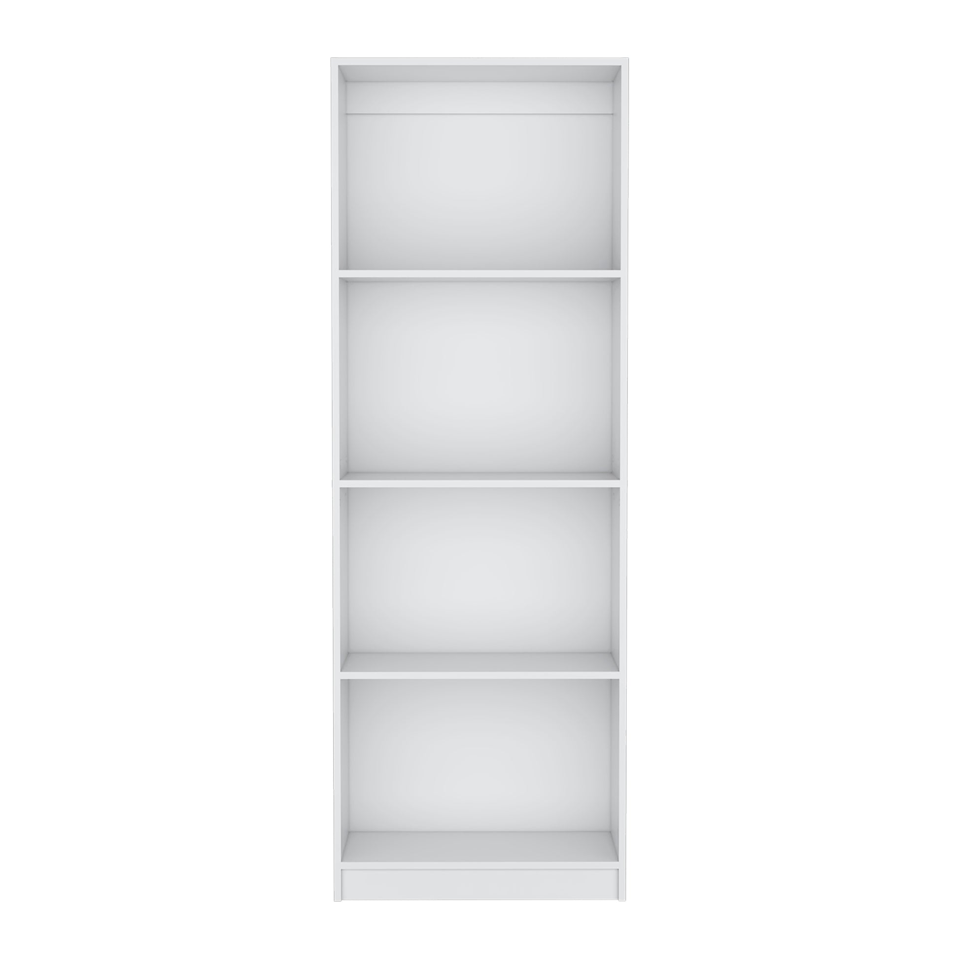 White fourtier narrow bookshelf with clean lines ideal for small spaces