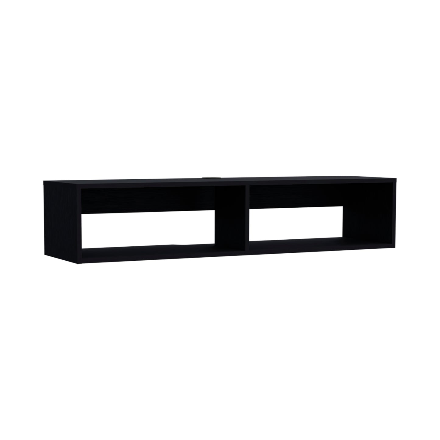 Modern black minimalist wall shelf with two open compartments cm wide