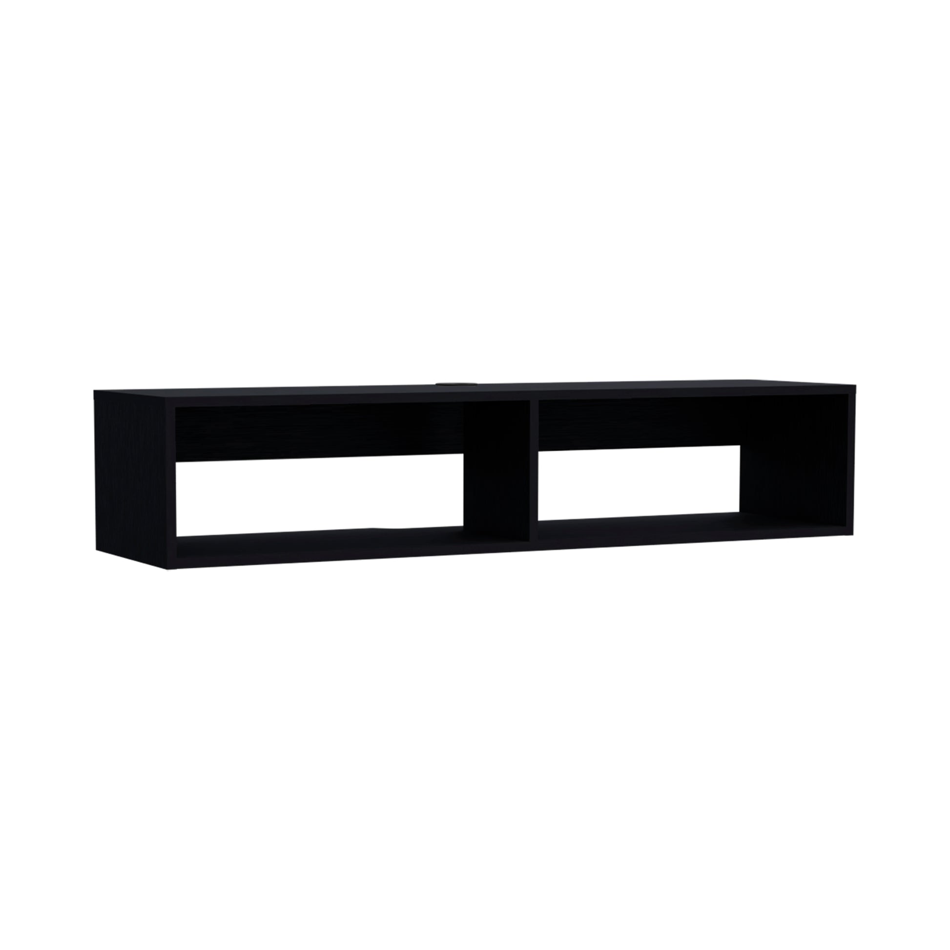 Modern black minimalist wall shelf with two open compartments cm wide