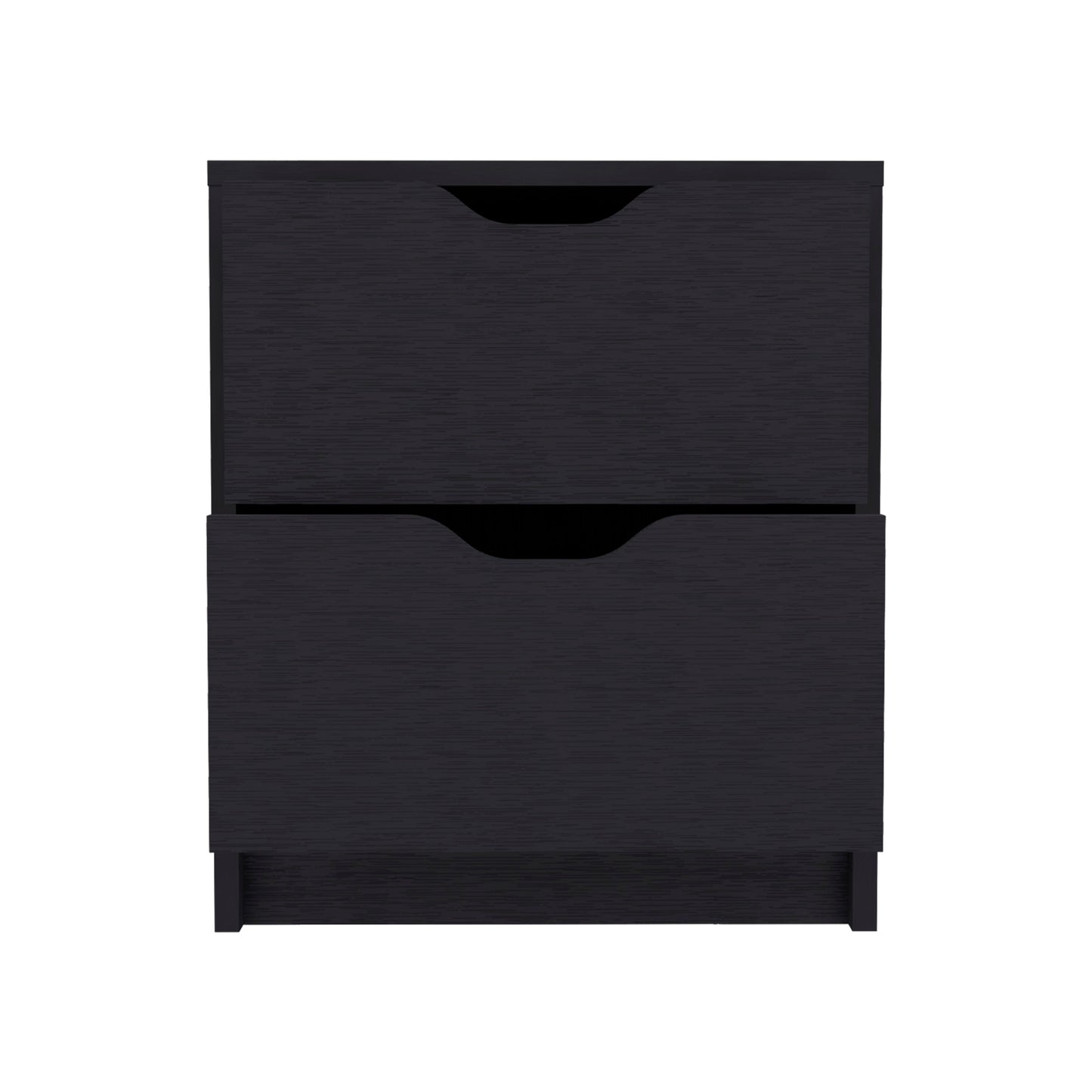 Dark wood effect drawer nightstand with integrated handles