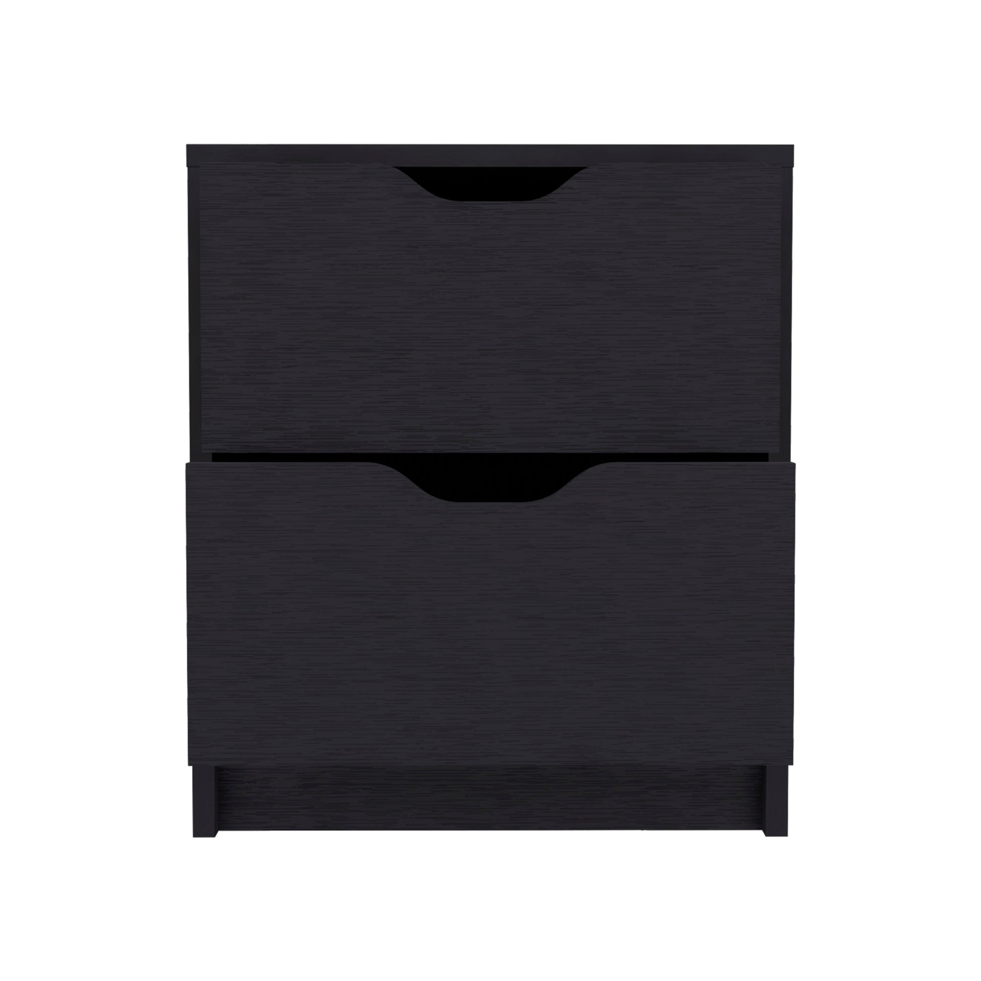 Dark wood effect drawer nightstand with integrated handles