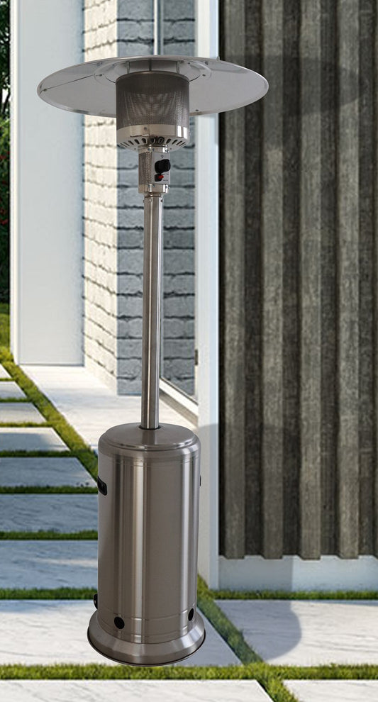 Stainless steel patio heater with adjustable temperature control for outdoor use