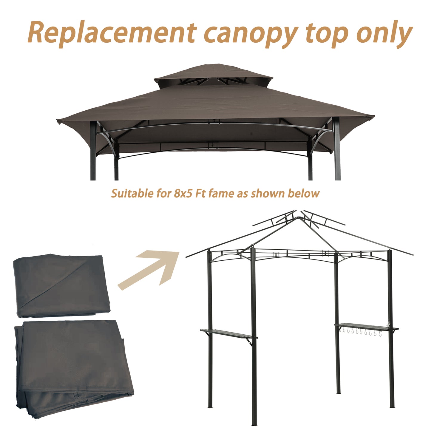 Dark brown replacement gazebo canopy top for x ft frames