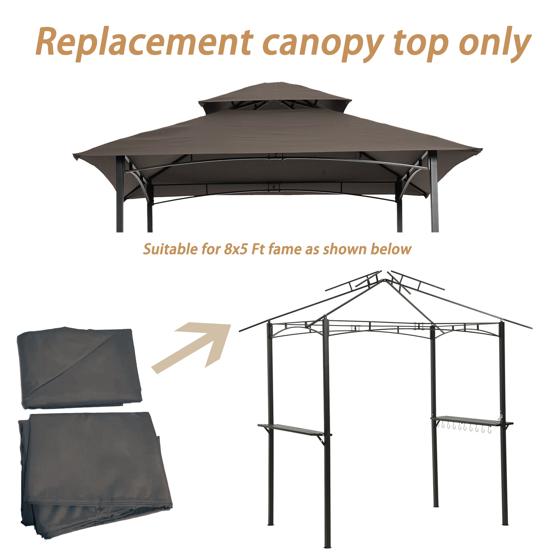 Dark brown replacement gazebo canopy top for x ft frames
