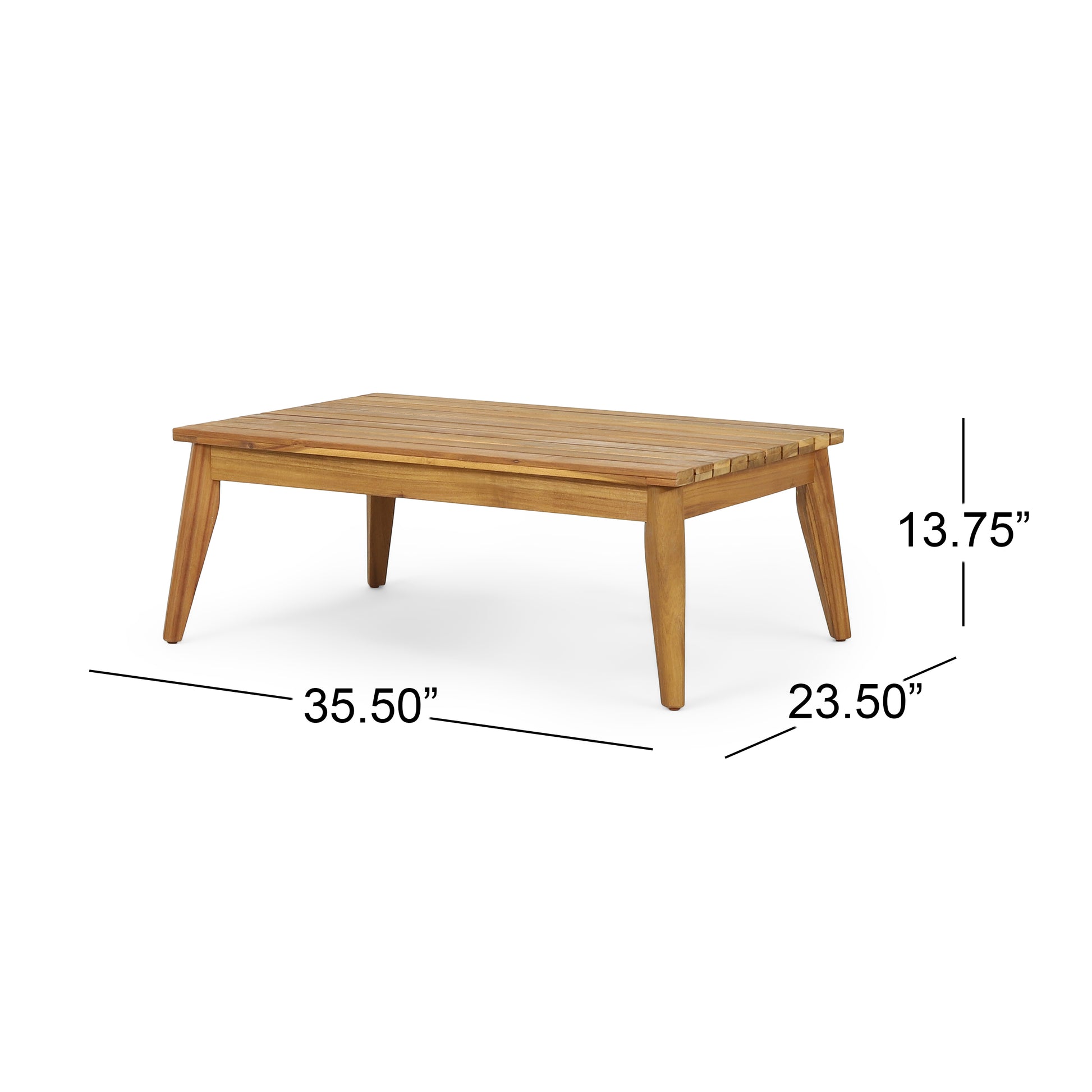 Wooden slatted coffee table natural wood finish modern midcentury style