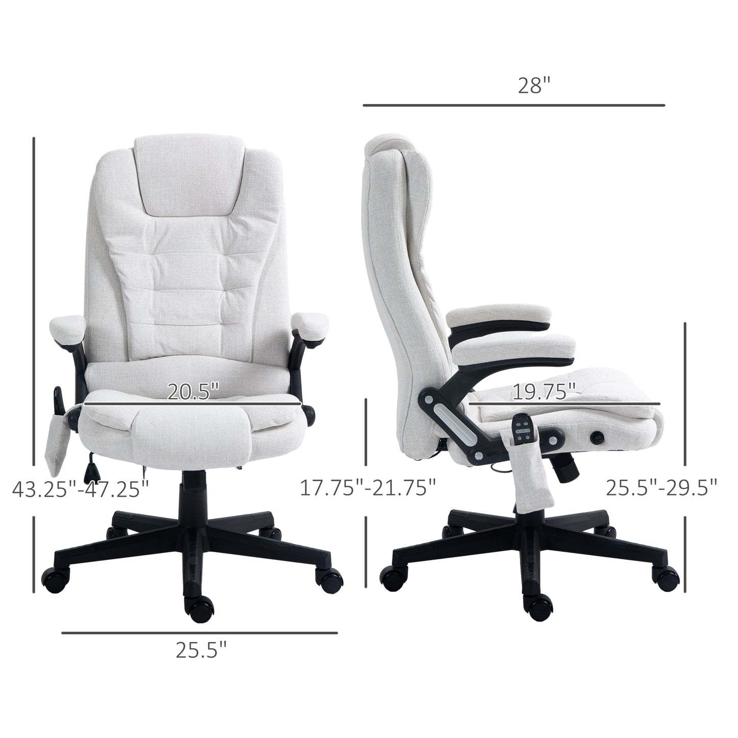 Ergonomic office chair in beige fabric with adjustable height and lumbar support
