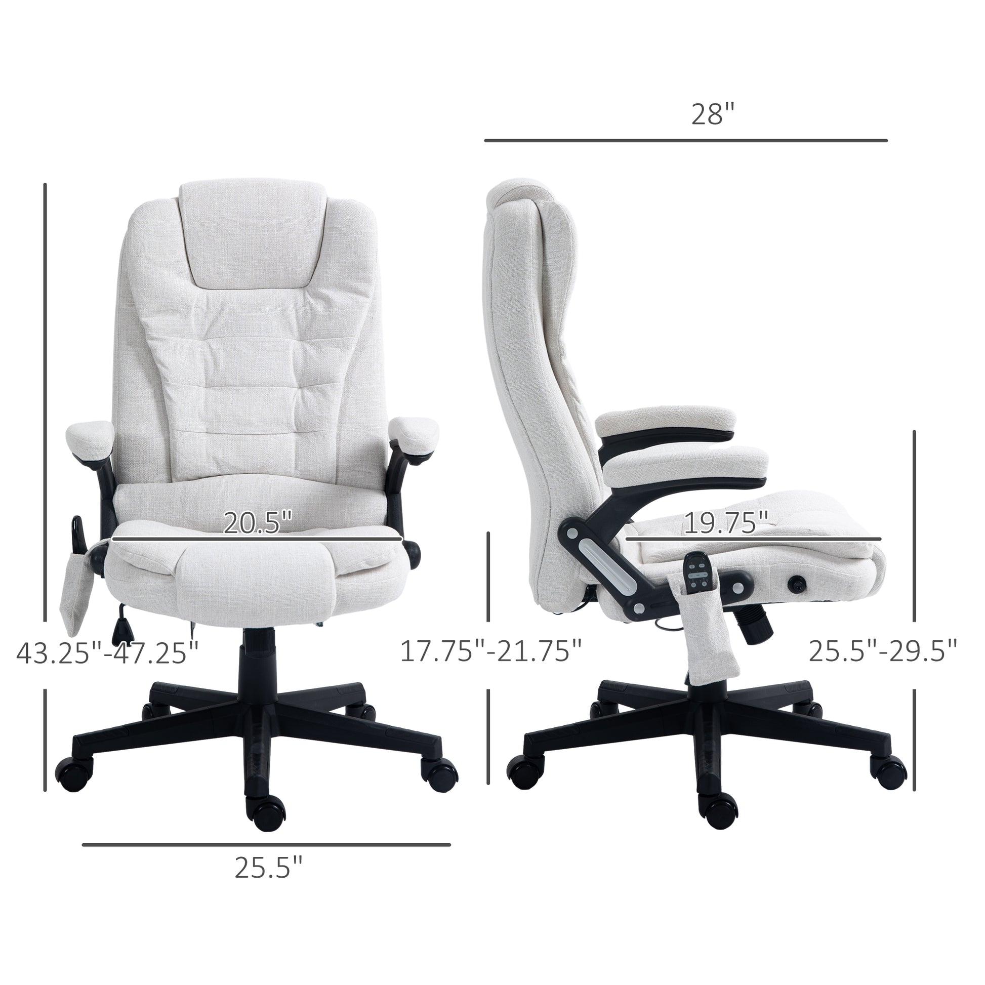 Ergonomic office chair in beige fabric with adjustable height and lumbar support