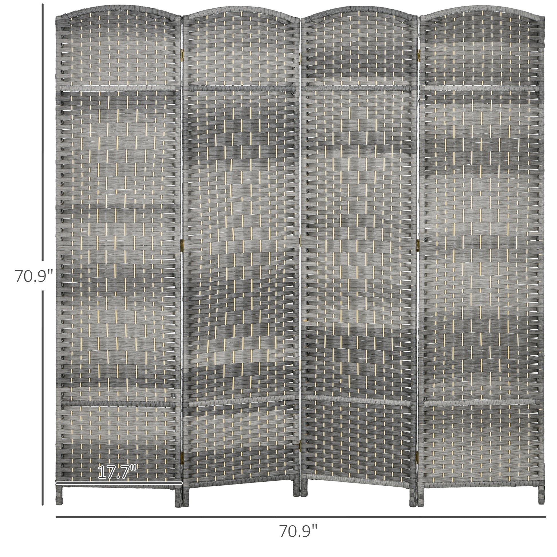 Gray wicker room divider panel woven texture  inches tall portable privacy screen