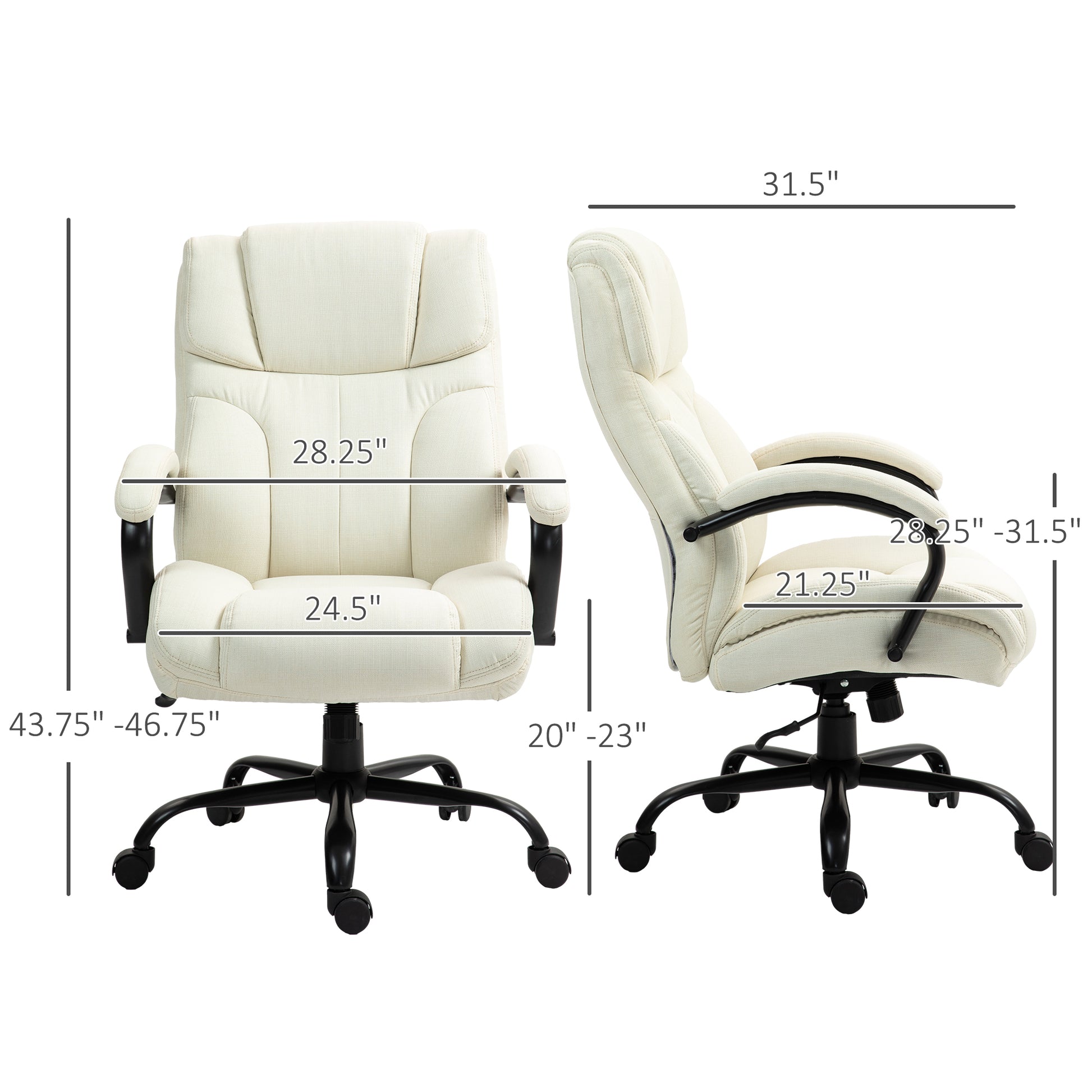 Cream fabric executive office chair with padded seat and adjustable height