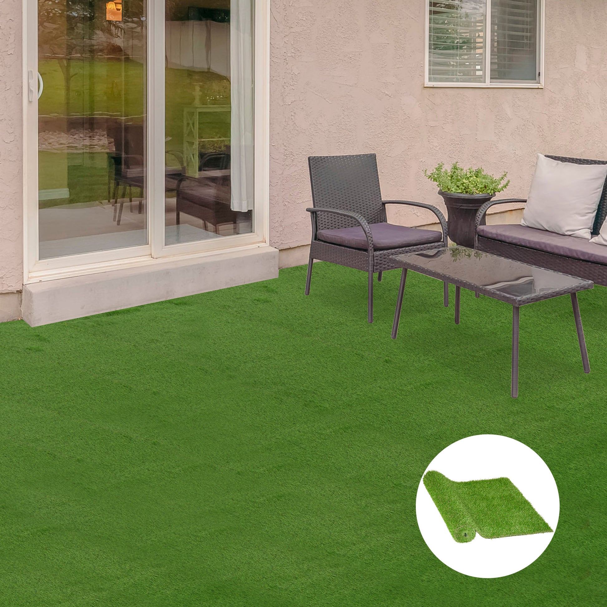 Realistic green artificial turf for patios and backyards durable and low maintenance