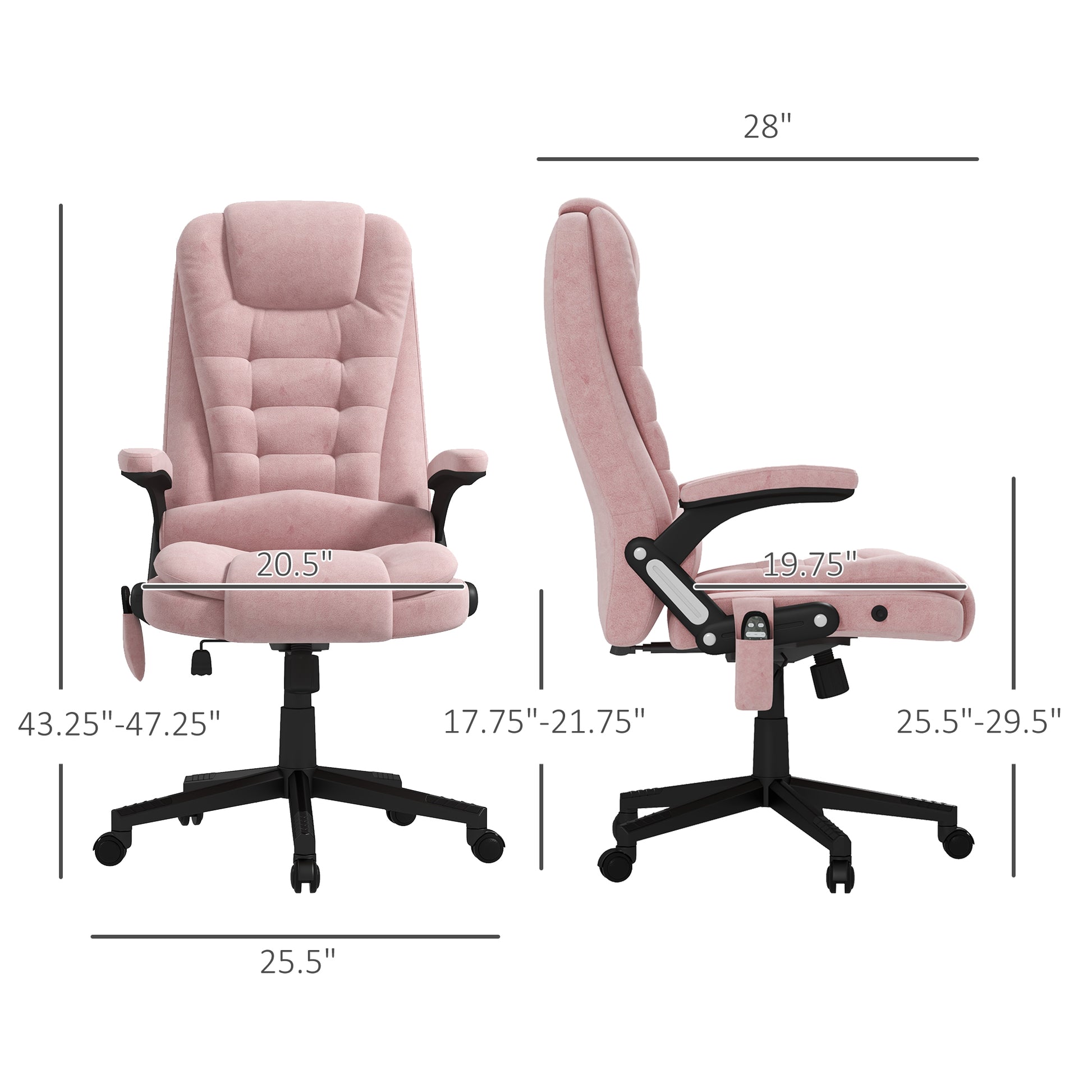 Pink velvet office chair with tufted back and adjustable height for comfortable work