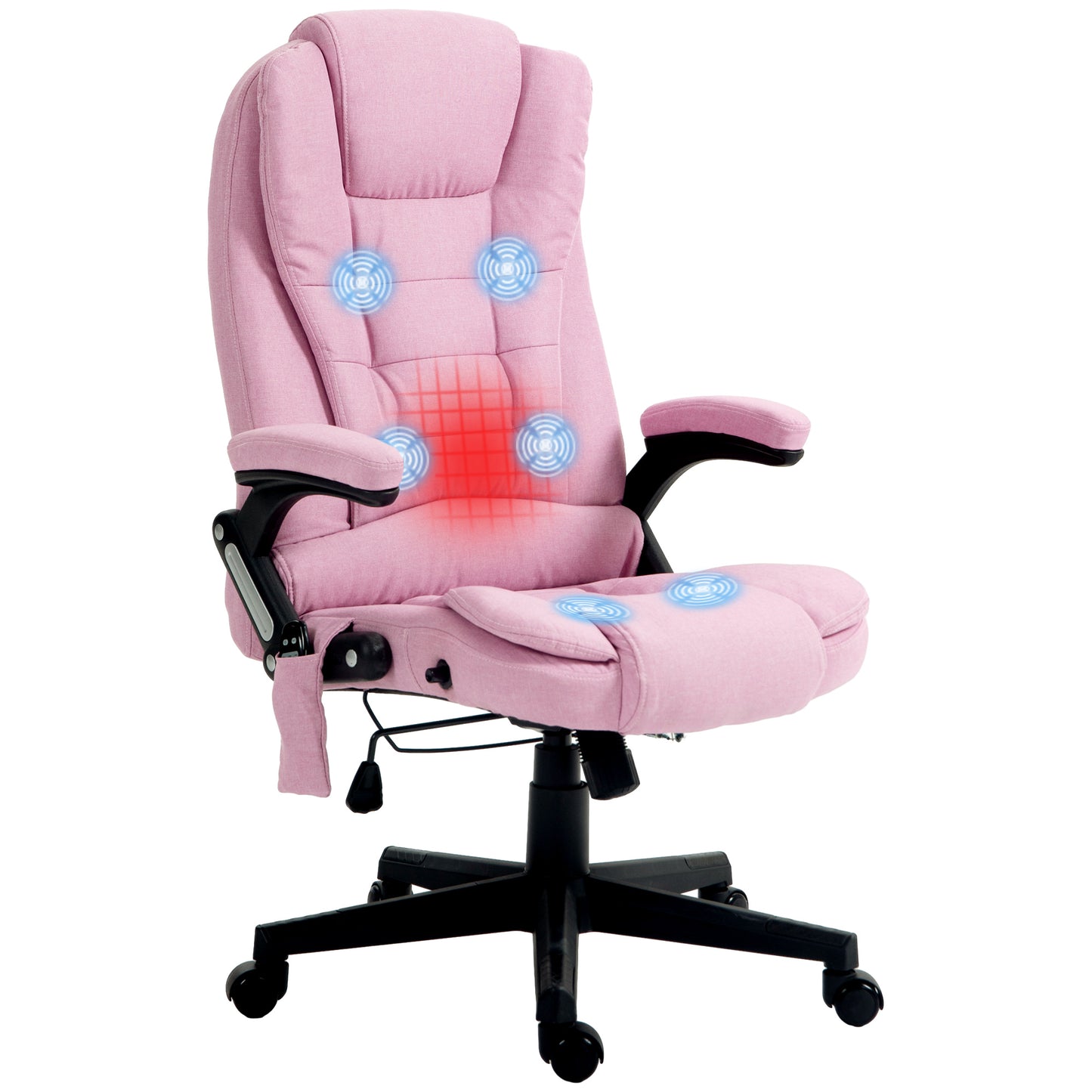 Pink fabric massage office chair with heat and vibration features