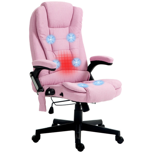 Pink fabric massage office chair with heat and vibration features