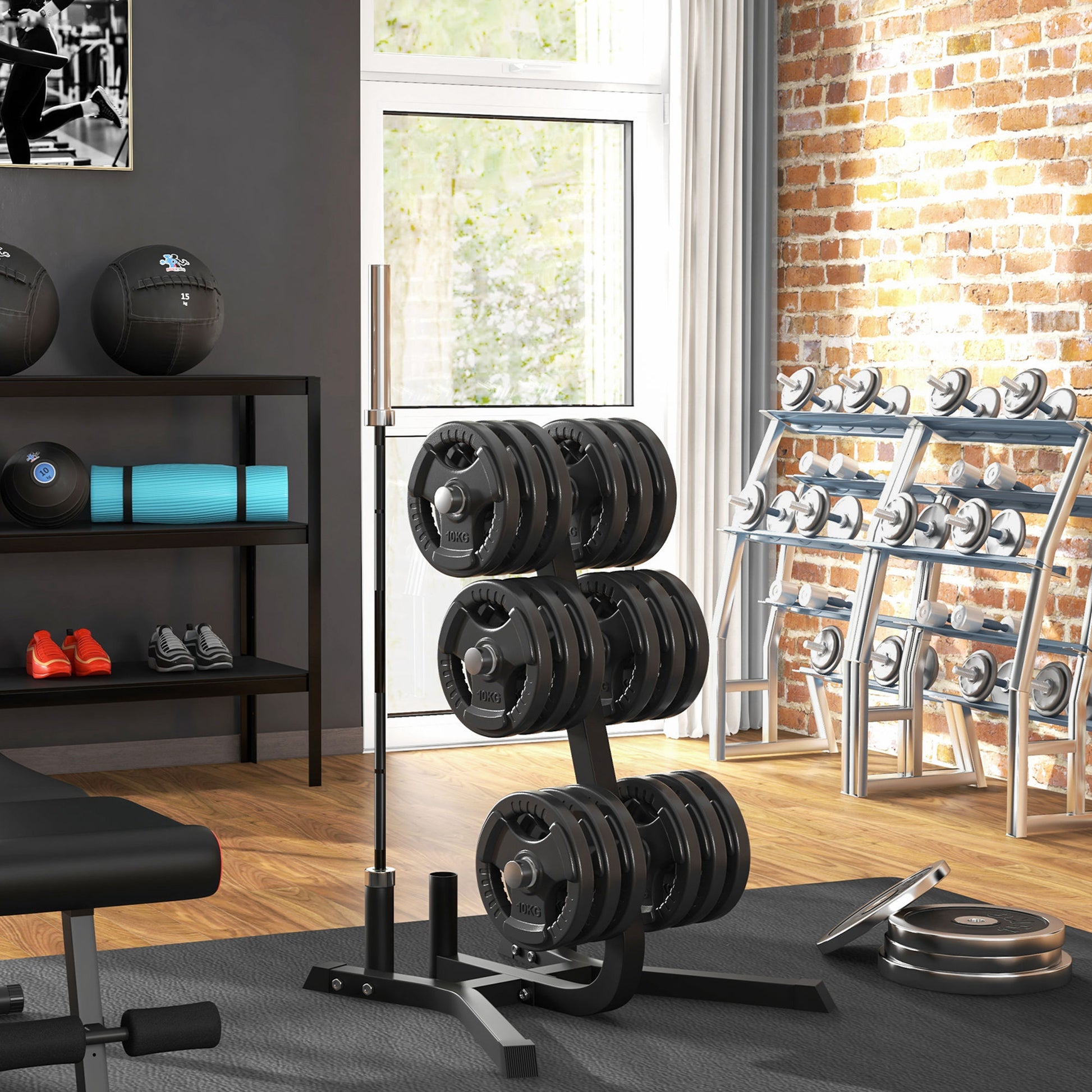 Two black kg weight balls for intense workout sessions