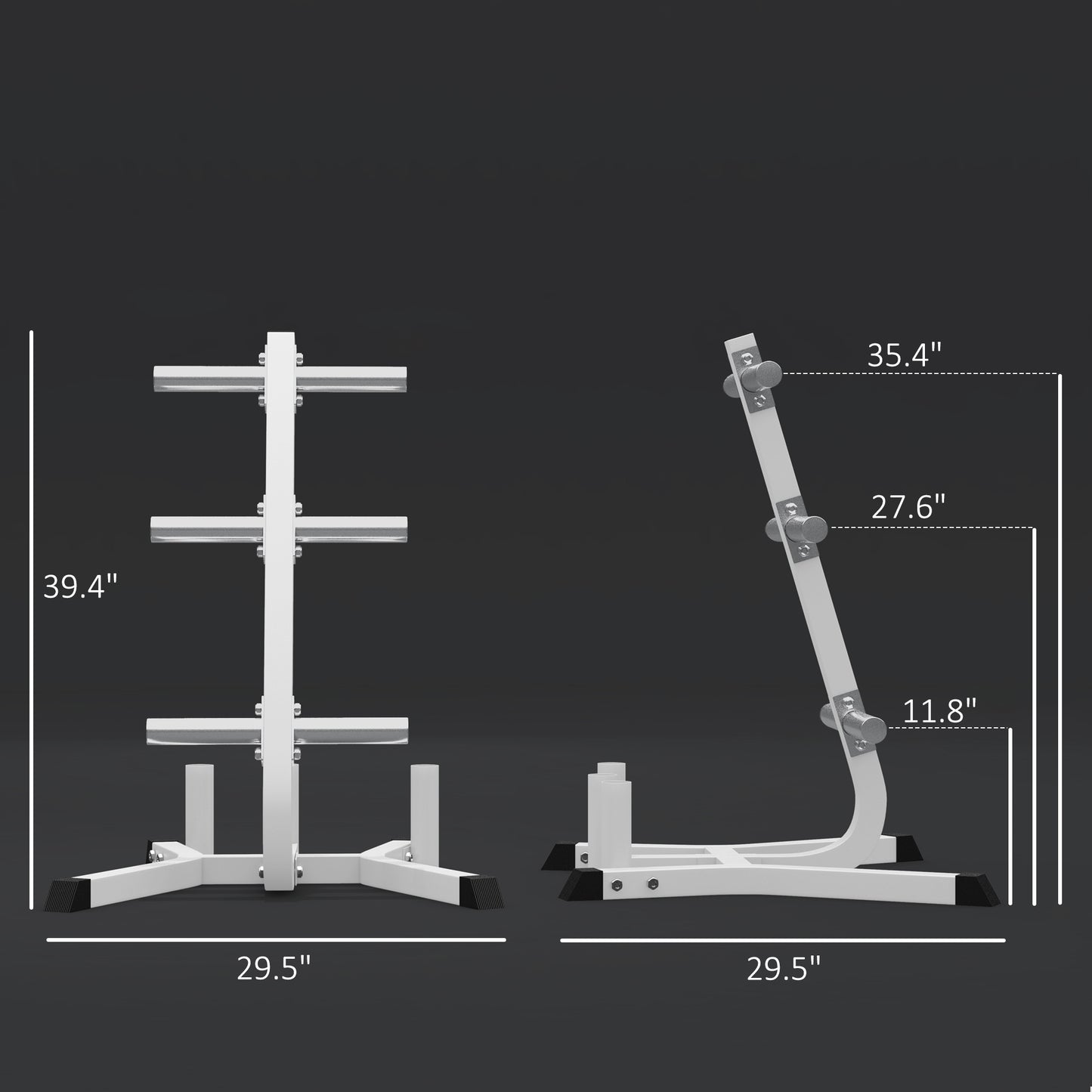White threetier weight tree stand for organizing dumbbells and home gym equipment