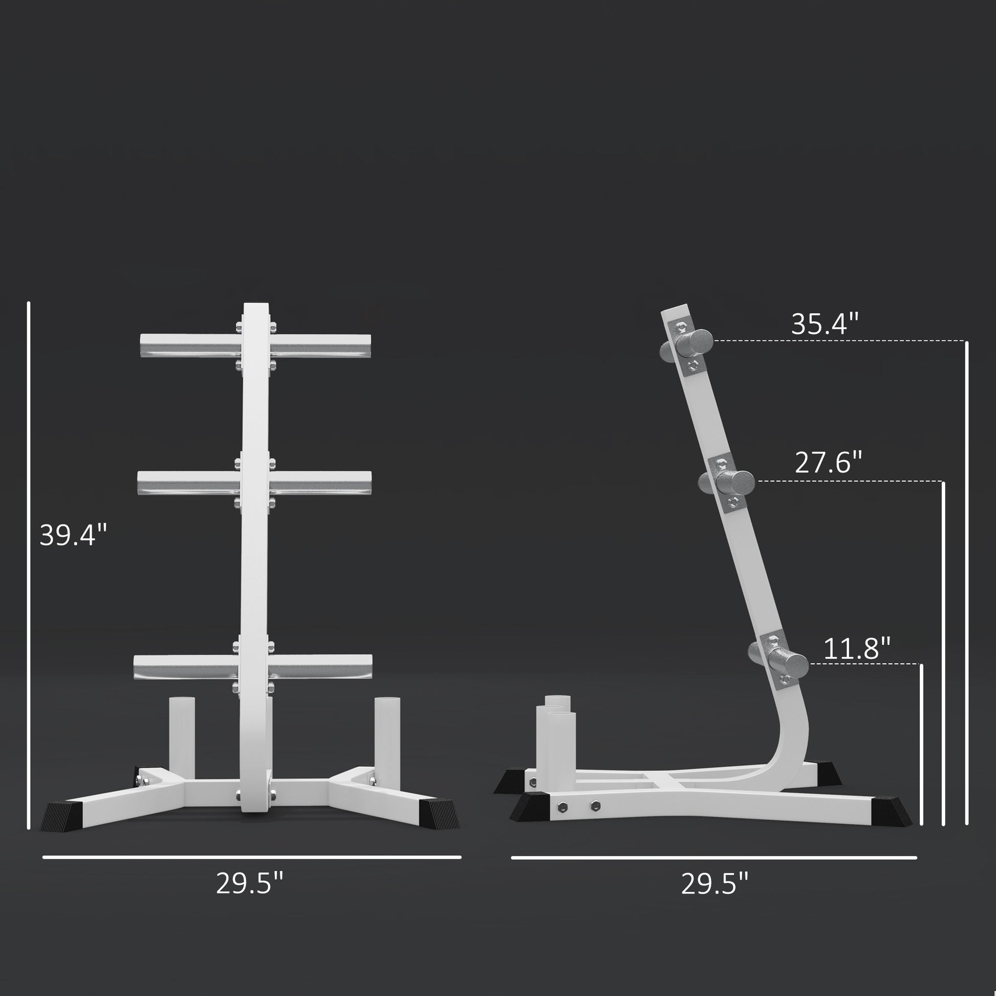 White threetier weight tree stand for organizing dumbbells and home gym equipment