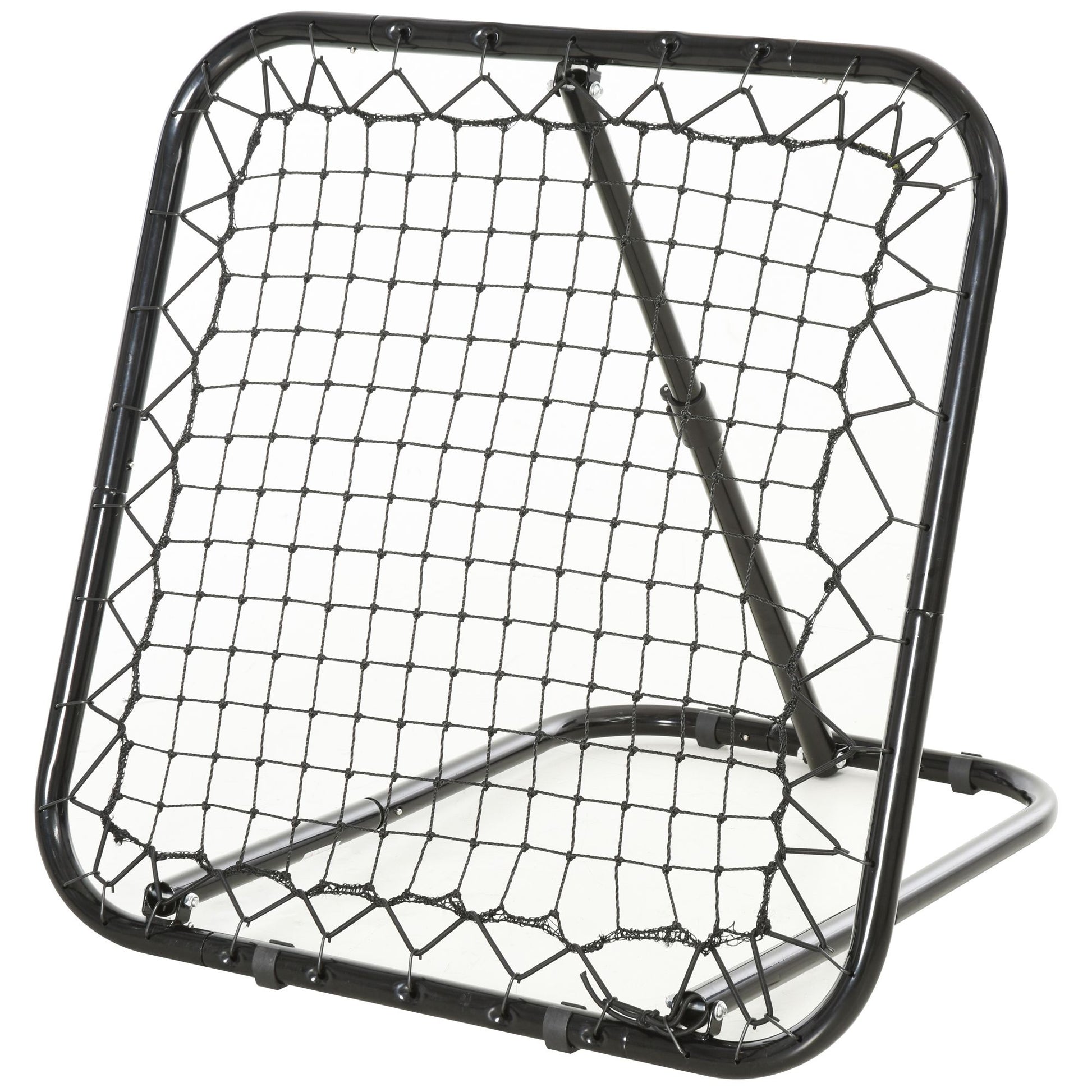 Black metal tennis rebounder net with adjustable angle for solo practice