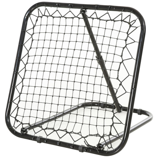 Black metal tennis rebounder net with adjustable angle for solo practice