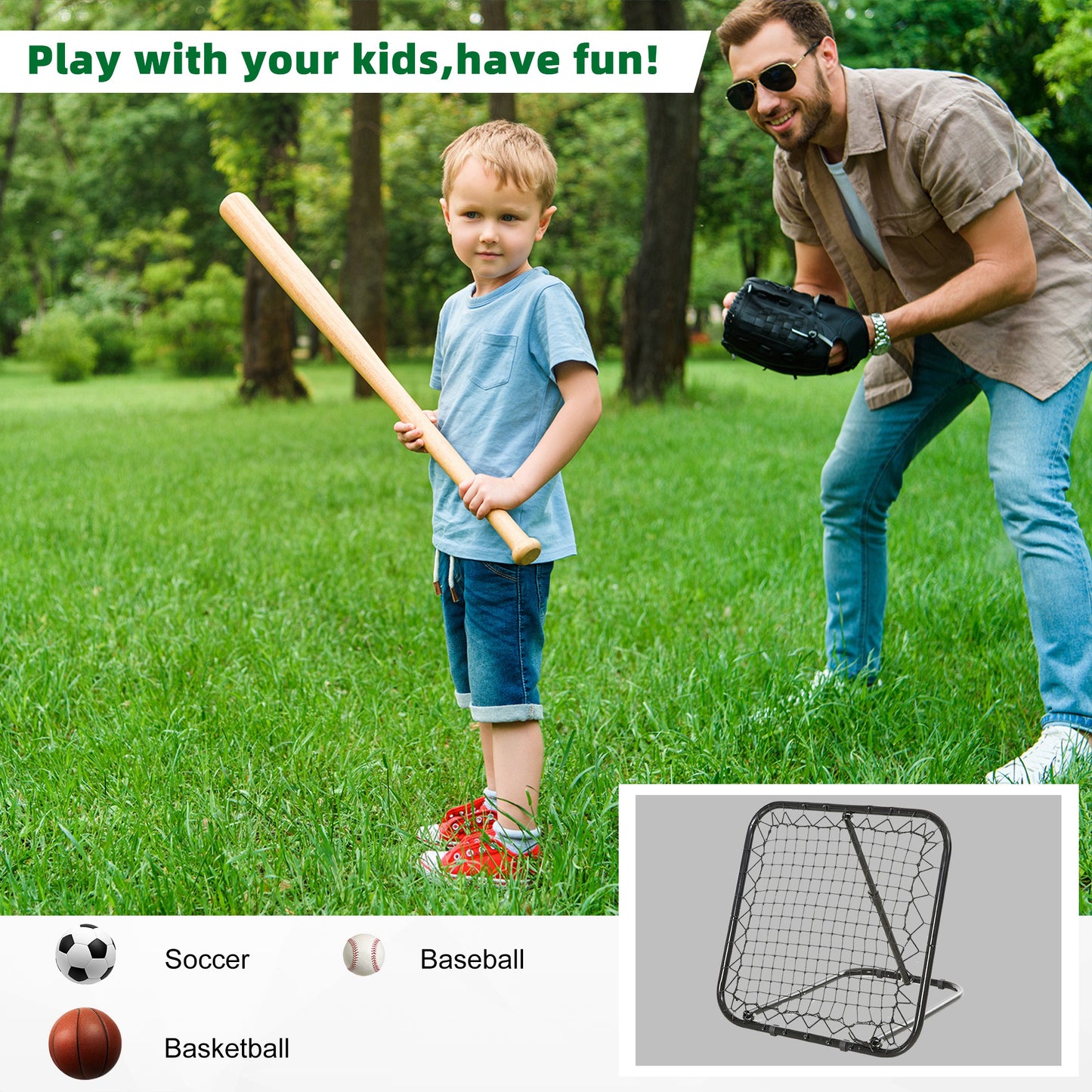 Boy holding wooden baseball bat in a park ready for game