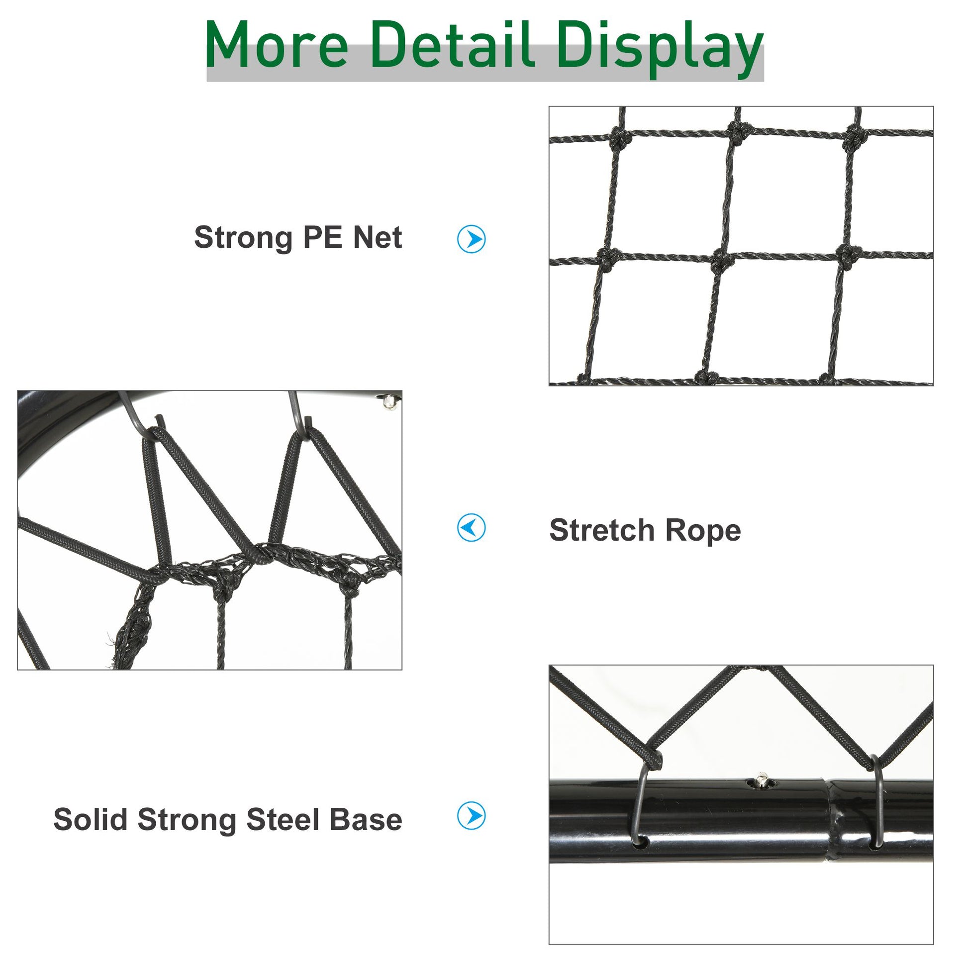 Closeup of a sturdy black PE net with tight knots designed for durability and containment