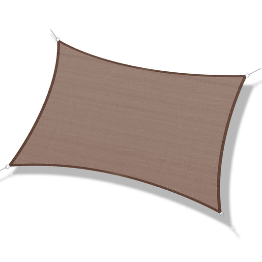 Durable brown rectangular patio shade sail with reinforced corners for outdoor sun protection