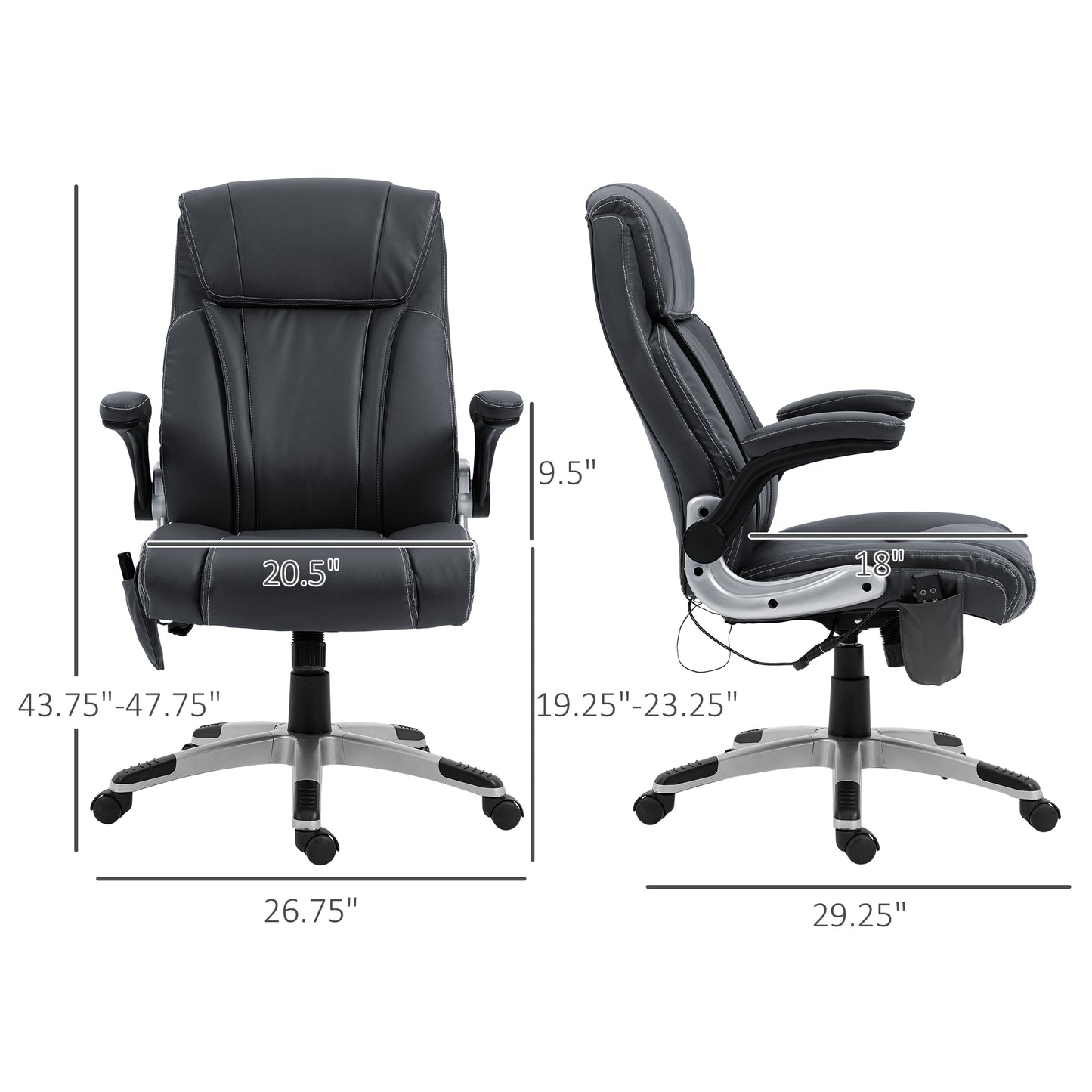 Black executive office chair with lumbar support and adjustable armrests for ergonomic comfort