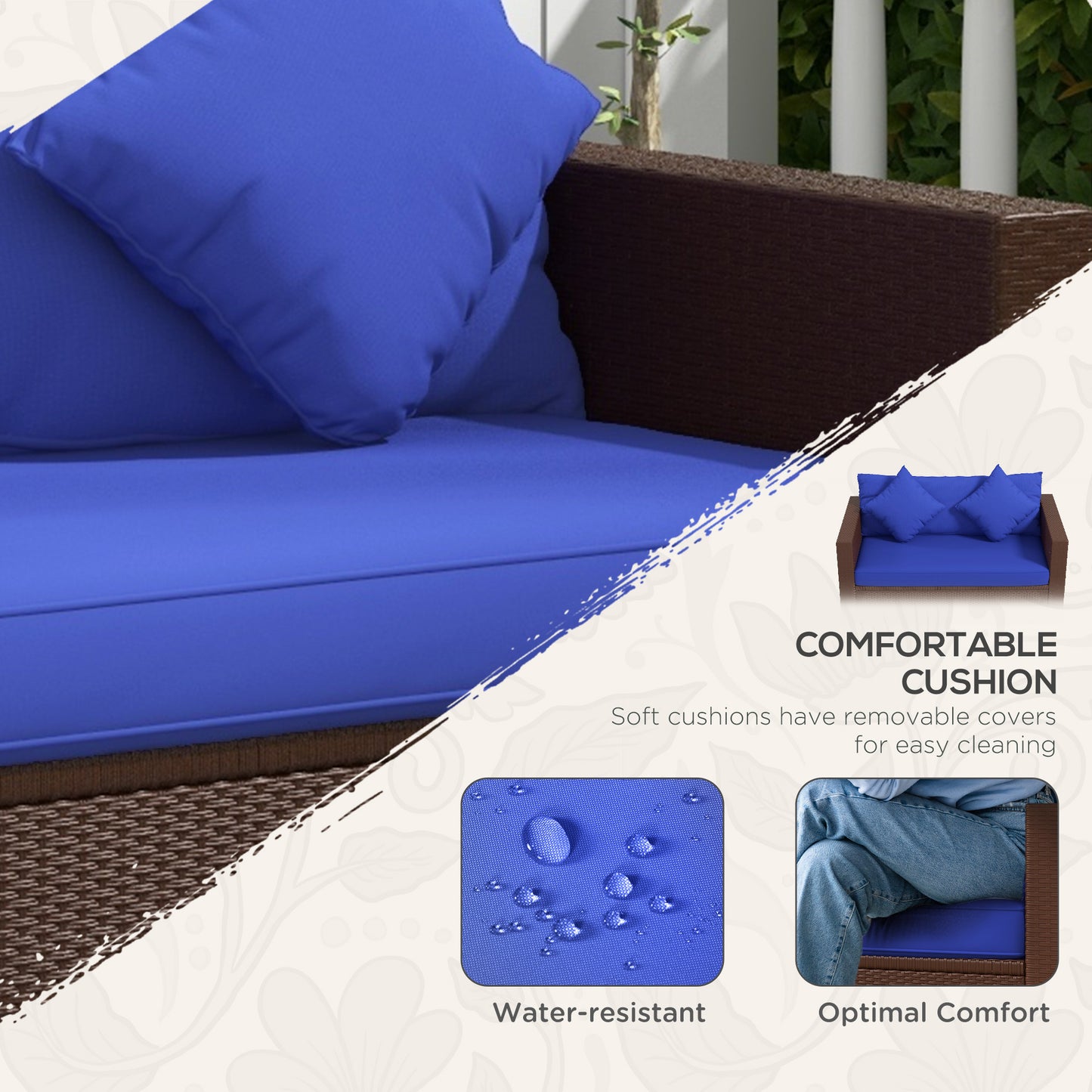 Royal blue outdoor sofa cushions with waterresistant fabric