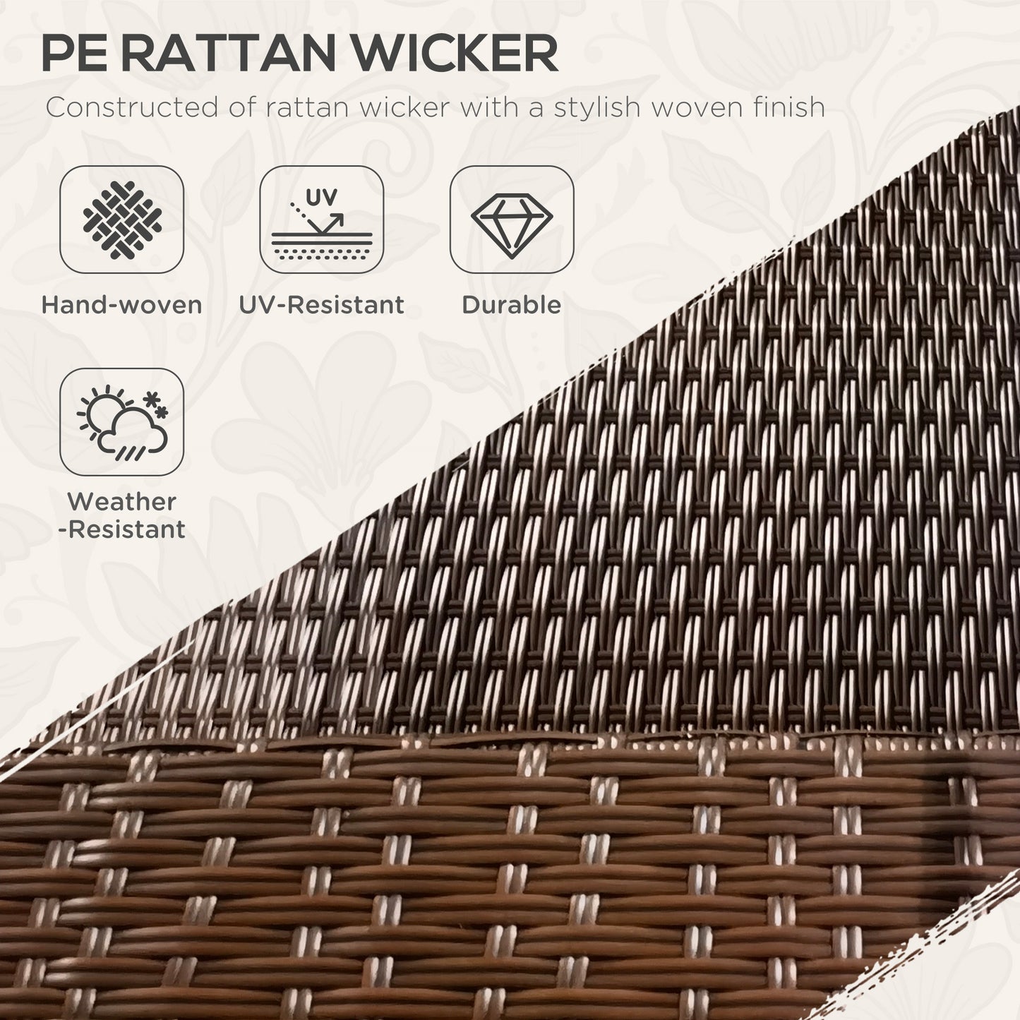 Closeup of handwoven PE rattan wicker with a detailed texture