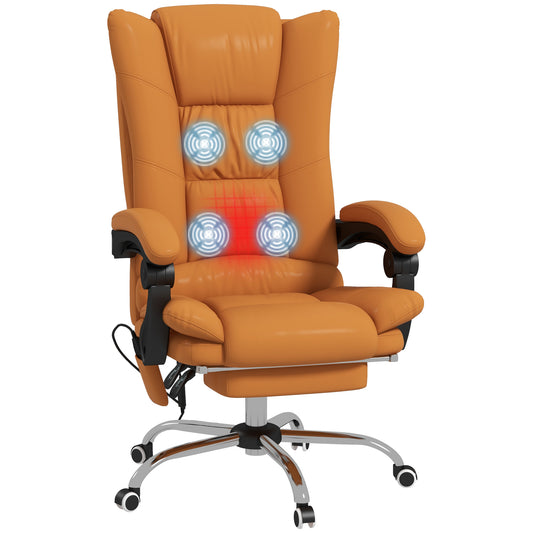 Orange ergonomic office chair with builtin massage functions