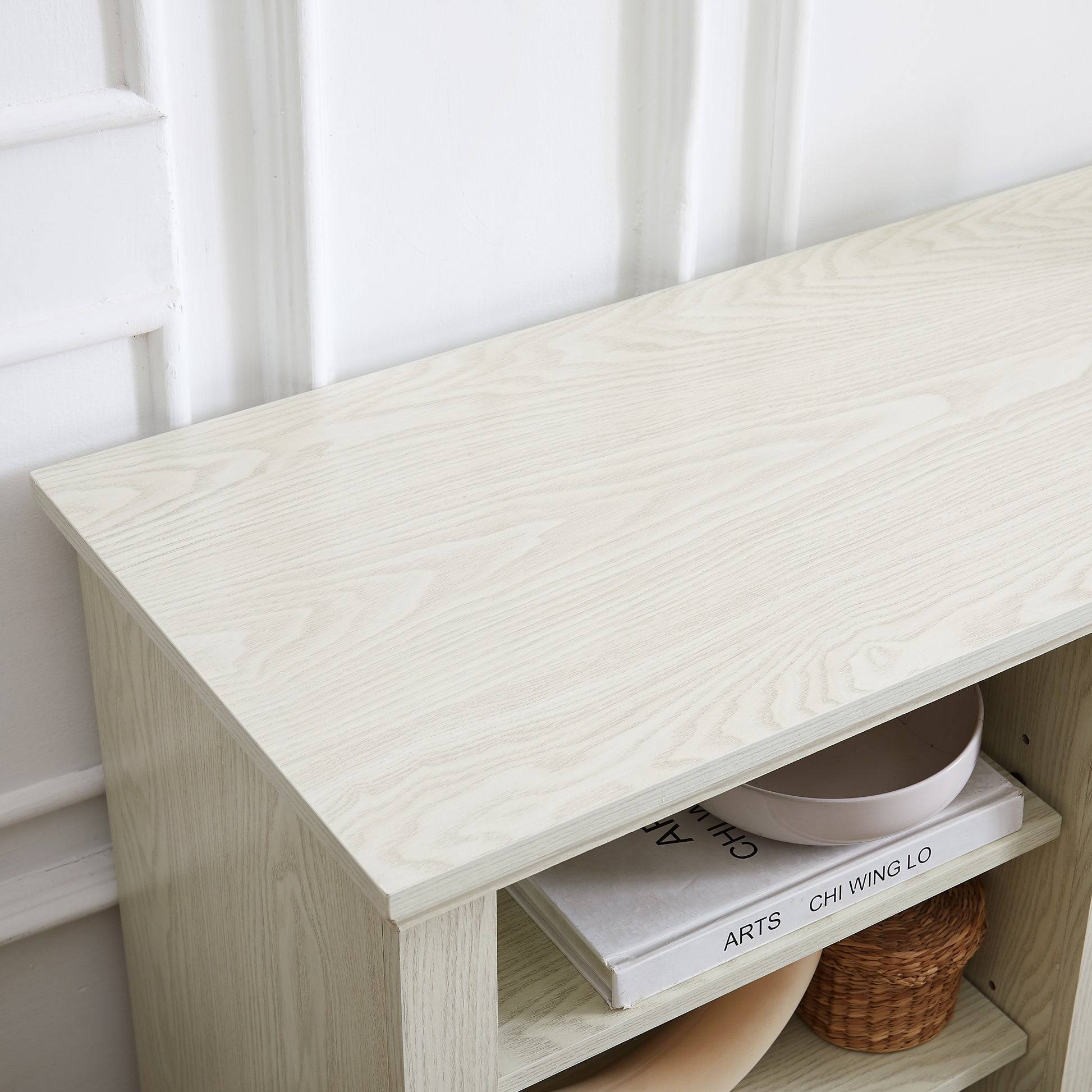 Light oak wood effect console table with minimalist design perfect for hallways