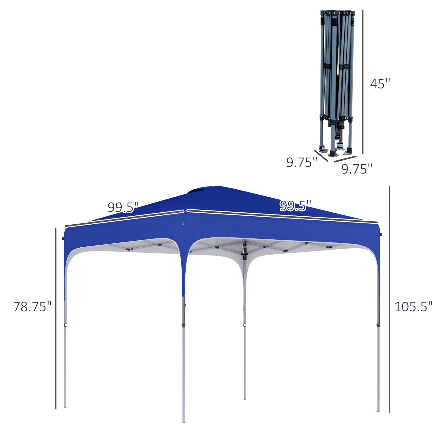 Blue x popup canopy tent with metal frame for outdoor events and shade