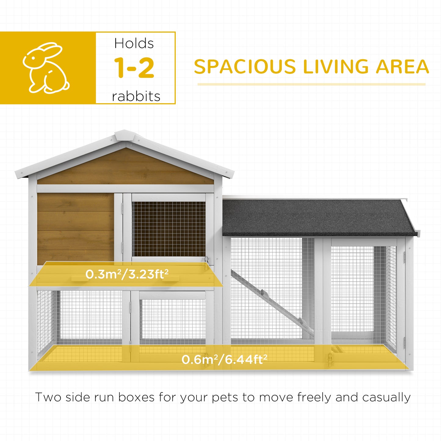 Wooden rabbit hutch with spacious living area for  rabbits