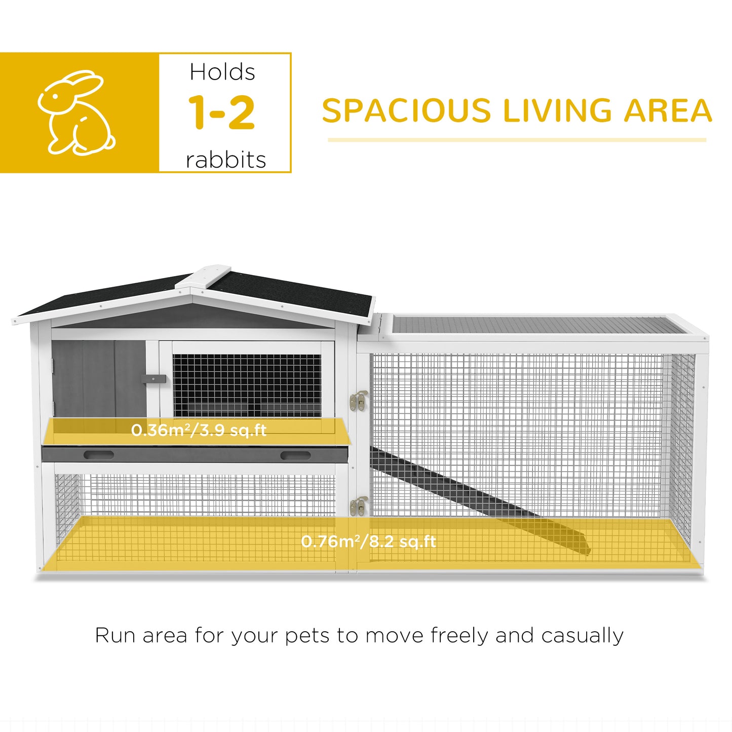 Spacious twotier rabbit hutch with secure wire mesh and ample running area