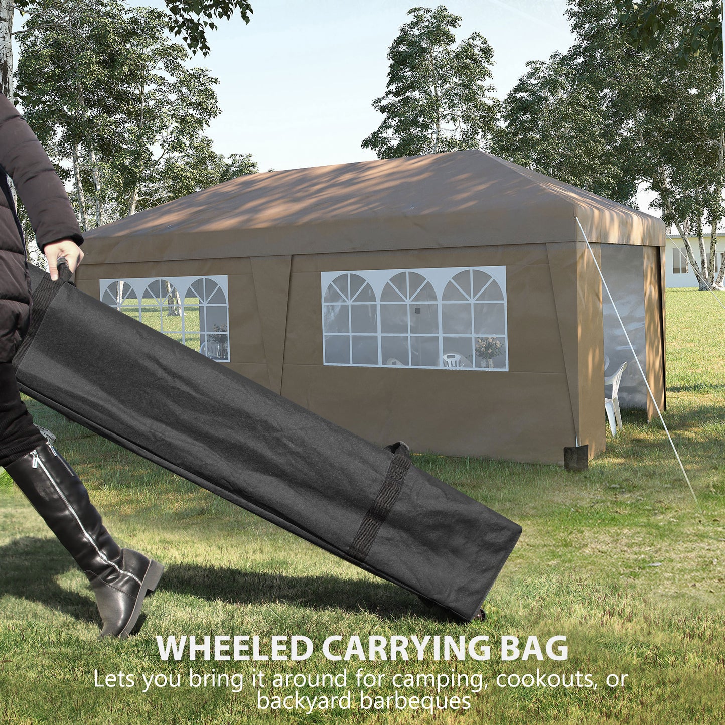 Black wheeled carrying bag for popup canopies