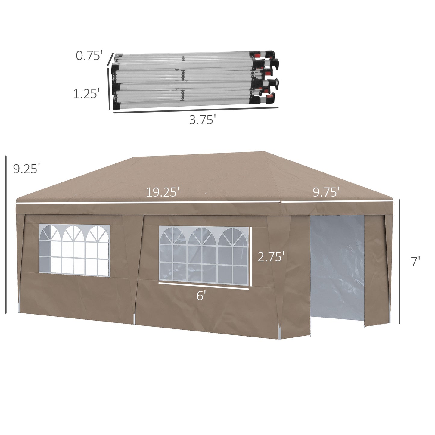 Tan x canopy tent with windowed walls perfect for outdoor events