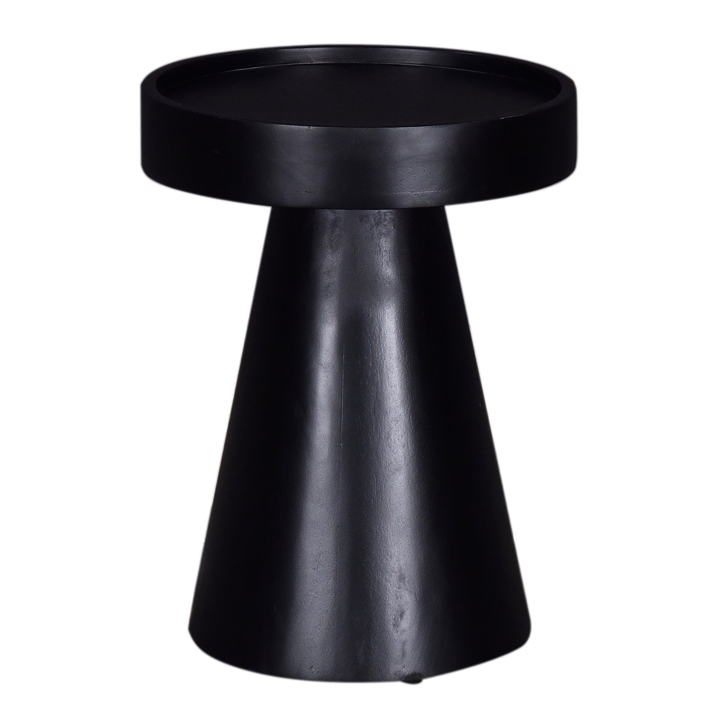 Modern black conical end table with a matte finish perfect for living rooms