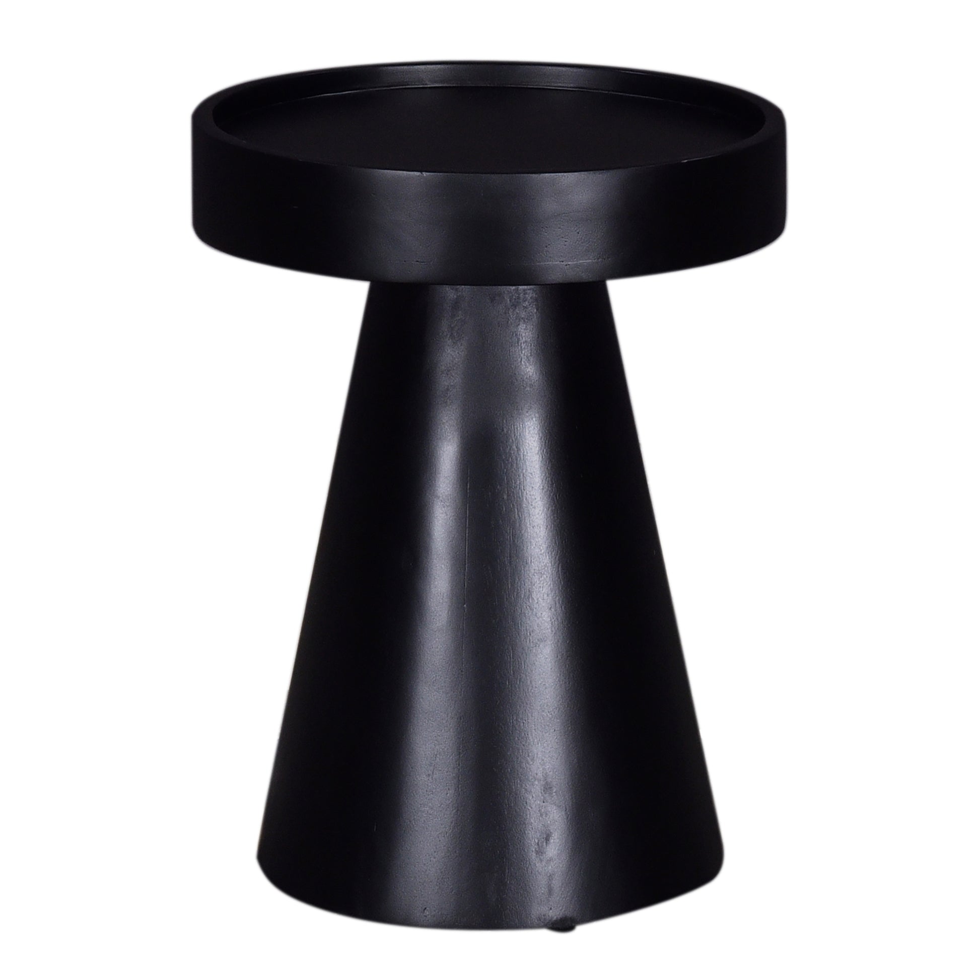 Modern black conical end table with a matte finish perfect for living rooms
