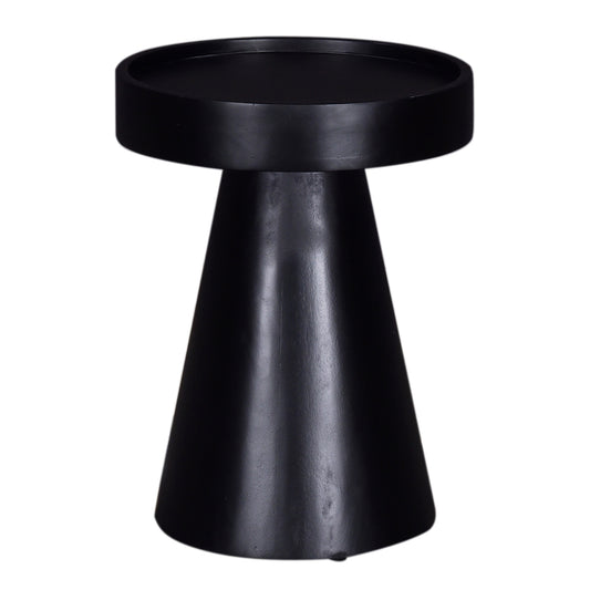 Modern black conical end table with a matte finish perfect for living rooms