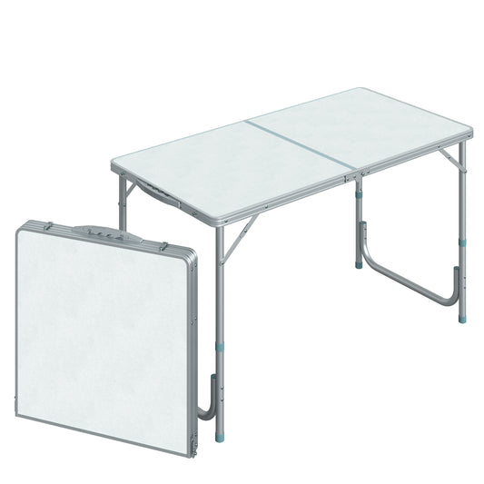 Silver aluminum folding table lightweight and portable for outdoor use