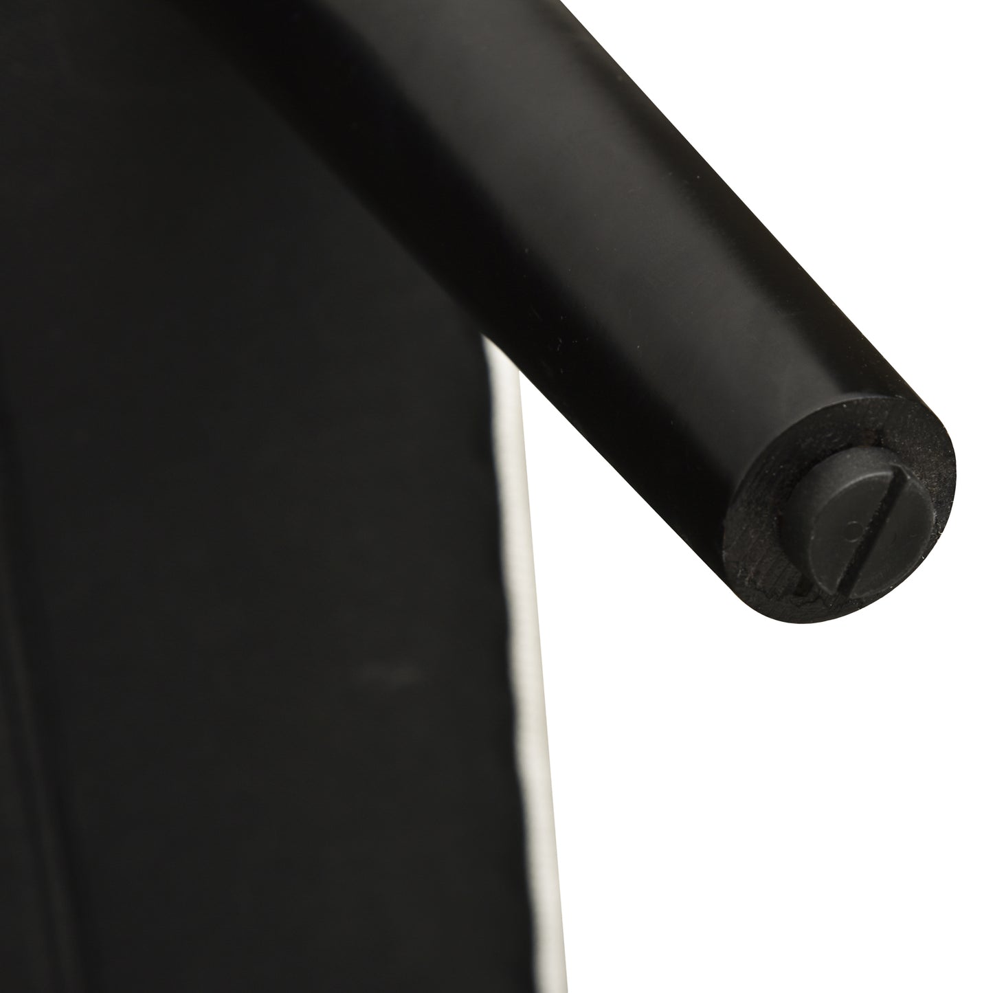 Black metal furniture leg with visible screw detail sleek modern design