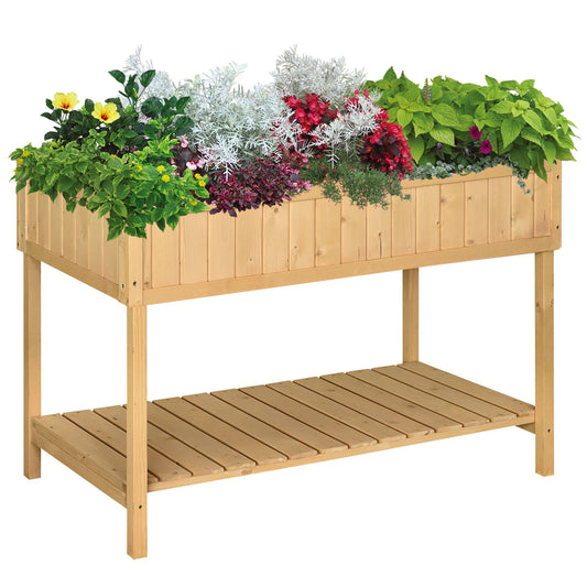 Wooden raised garden bed with vibrant red yellow and green flowers perfect for balconies