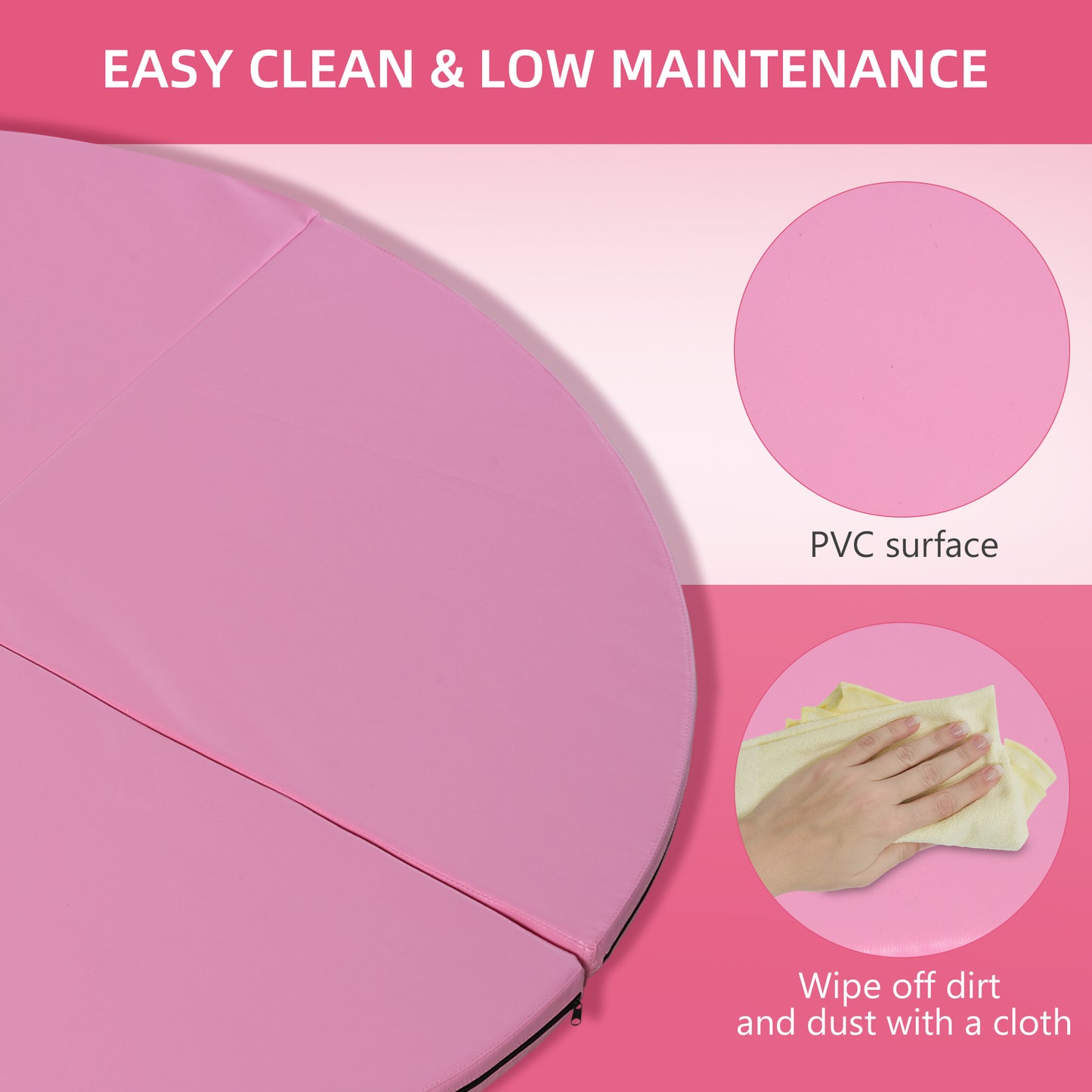 Pink PVC exercise mat with easyclean surface
